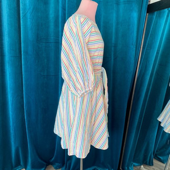 J. Crew Rainbow Stripes Seersucker Mini Dress - Picture 9 of 13